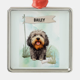 Puli-waterverf Gepersonaliseerde Hond Metalen Ornament