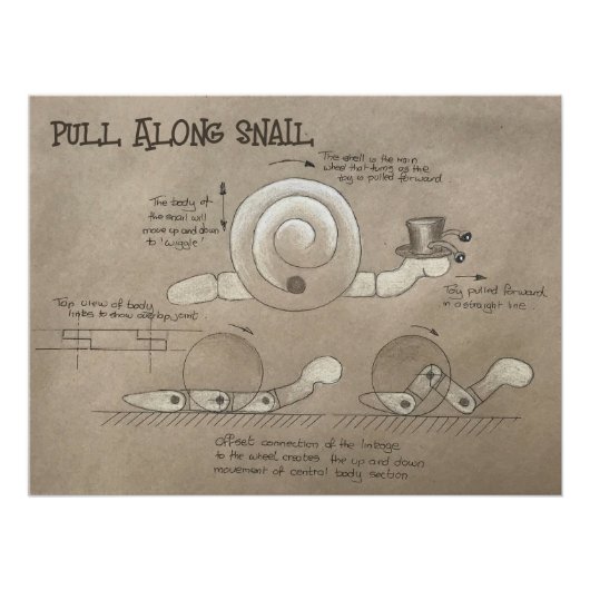 Pull Along Snail Poster (Voorkant)
