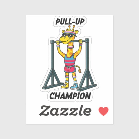 Pull-Up Champion – Funny Giraffe Workout Design Sticker (Vel)