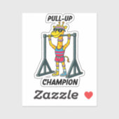 Pull-Up Kampioen – Grappig Giraffe Workout Design Sticker (Vel)