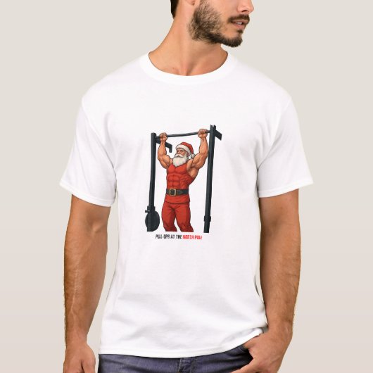 Pull-ups bij de Noordpool - Kerstmis Gym T-shirt (Voorkant)