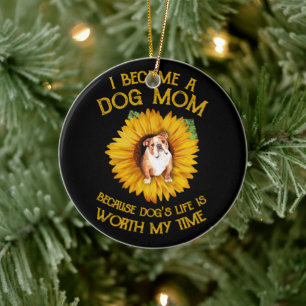 Pulldog Inside Sunflower A Dog Mam Dog's Life Gift Keramisch Ornament