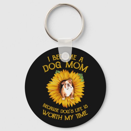 Pulldog Inside Sunflower A Dog Mam Dog's Life Gift Sleutelhanger (Voorkant)