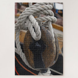 pulley wood, houten katrol legpuzzel