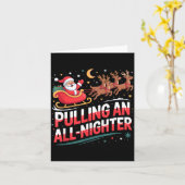 Pulling An All-nighter Funny Christmas Santa Sleig Kaart (Gele Bloem)