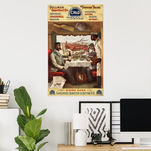 Pullmandinerwagen in de trein poster (Thuiskantoor)