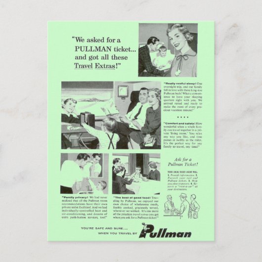 Pullmanslaapwagen voor overnachting briefkaart (Voorkant)