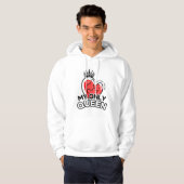 Pullover Hoodie: Mijn enige koningin (wit) (Voorkant volledig)