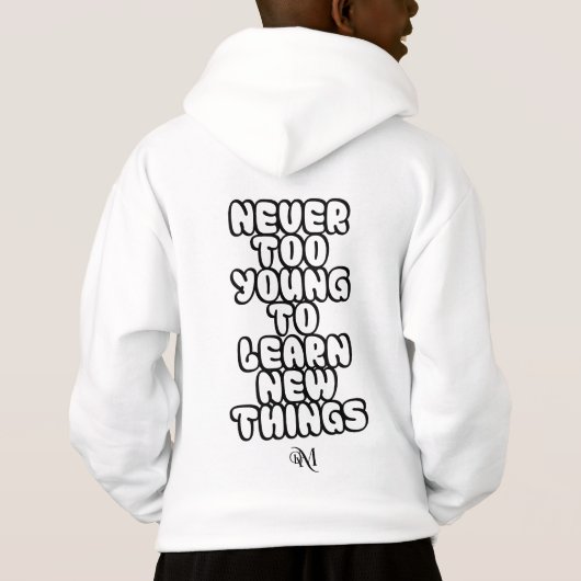 Pullover: Nooit te jong (wit) (Achterkant)