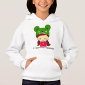 Pullover White Graphic Hoodie voor Meisjes (Voorkant)
