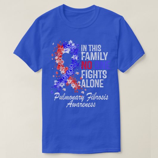 Pulmonaire fibrose Awareness Blue Red Flower Ribb T-shirt (Design voorkant)