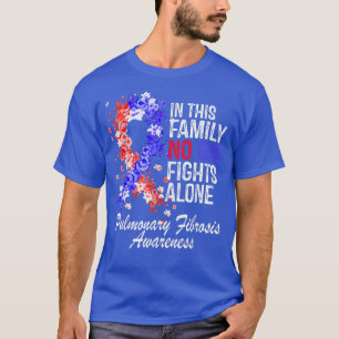 Pulmonaire fibrose Awareness Blue Red Flower Ribb T-shirt