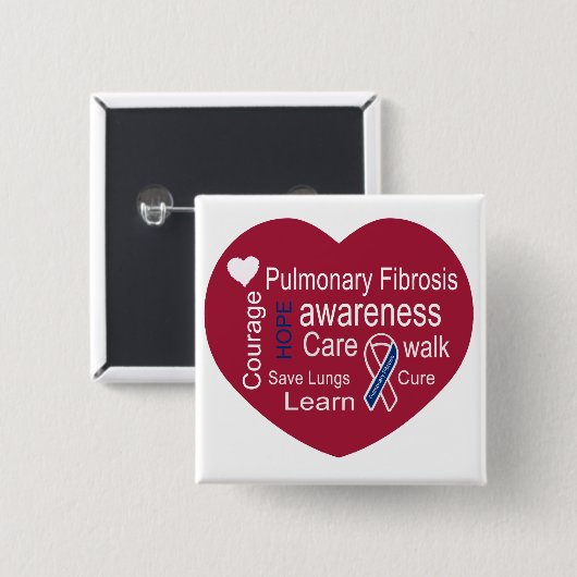 Pulmonaire fibrose Awareness Square Button (Voorkant /achterkant)