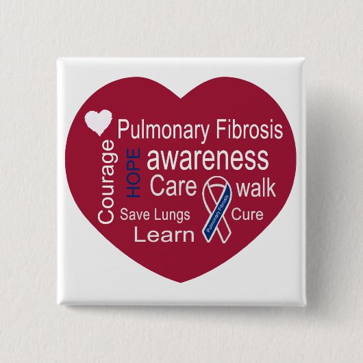 Pulmonaire fibrose Awareness Square Button (Voorkant)