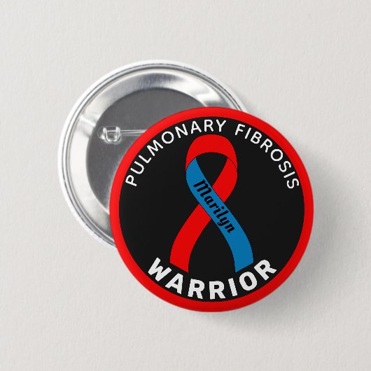 Pulmonaire fibrose Warrior Ribbon Black Button (Voorkant /achterkant)