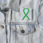 Pulmonaire fibrosis Awareness Ribbon Angel Button (In situ)