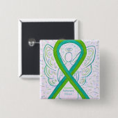 Pulmonaire fibrosis Awareness Ribbon Angel Button (Voorkant /achterkant)