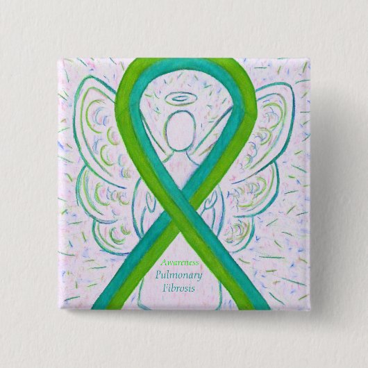 Pulmonaire fibrosis Awareness Ribbon Angel Button (Voorkant)