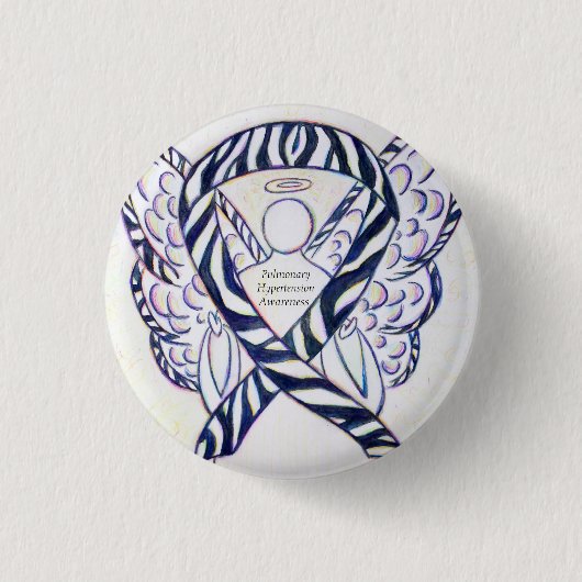 Pulmonale hypertensie Bewustheid Lint Zebra Ronde Button 3,2 Cm (Voorkant)