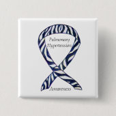 Pulmonale hypertensie Bewustheid Lint Zebra Vierkante Button 5,1 Cm (Voorkant)
