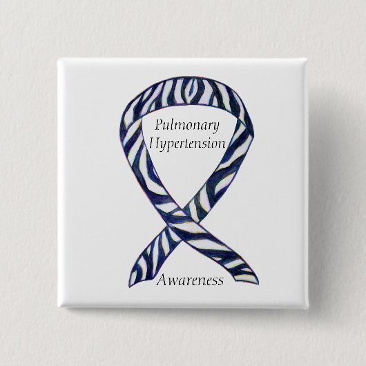 Pulmonale hypertensie Bewustheid Lint Zebra Vierkante Button 5,1 Cm (Voorkant)