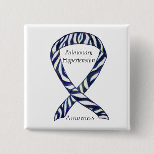 Pulmonale hypertensie Bewustheid Lint Zebra Vierkante Button 5,1 Cm