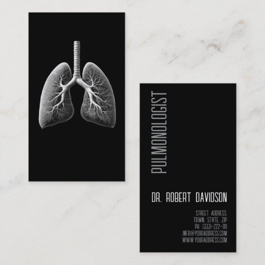Pulmonale longziekte Doctor Simple Black Visitekaartje (Voorkant / Achterkant)