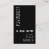 Pulmonale longziekte Doctor Simple Black Visitekaartje (Achterkant)