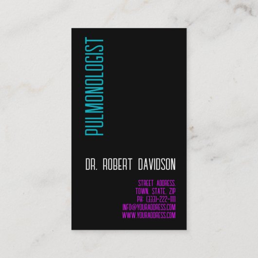 Pulmonale longziekte Doctor Simple Black Visitekaartje (Achterkant)