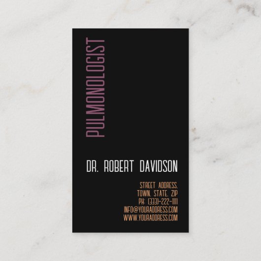 Pulmonale longziekte Doctor Simple Black Visitekaartje (Achterkant)