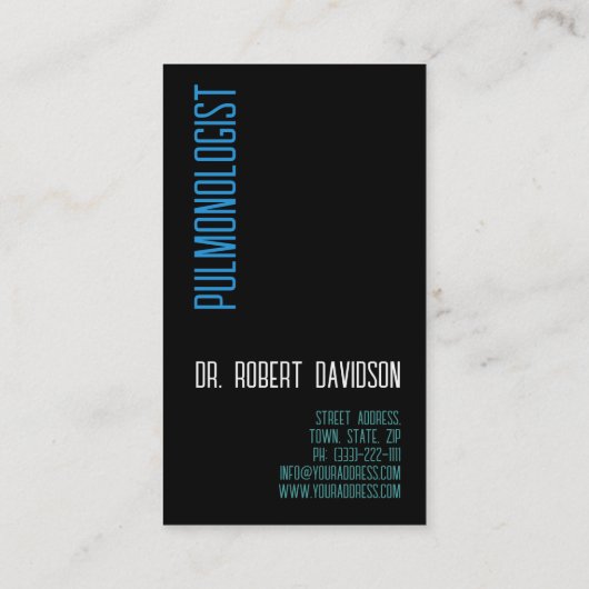 Pulmonale longziekte Doctor Simple Black Visitekaartje (Achterkant)