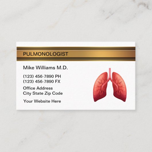 Pulmonoloog Lung Doctor Medische Visitekaartjes (Voorkant)