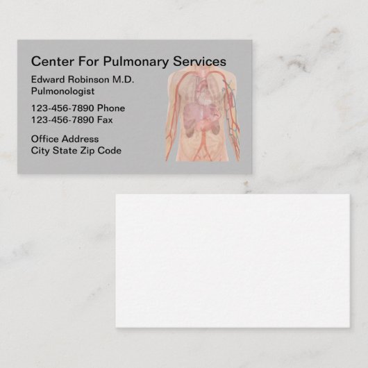 Pulmonoloog Lung Doctor Visitekaartje (Voorkant / Achterkant)