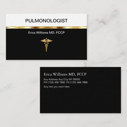 Pulmonoloog Lung Doctor Visitekaartjes (Voorkant / Achterkant)