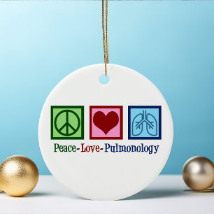 Pulmonoloog Peace Love Pulmonology Kerstmis Keramisch Ornament