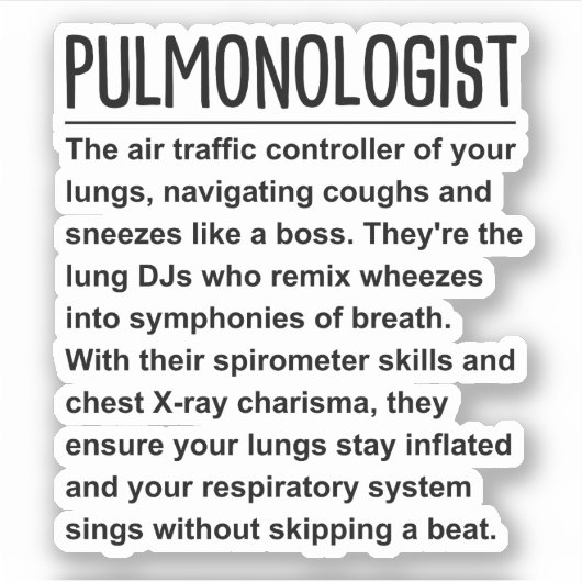 Pulmonoloog Sticker (Voorkant)