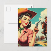 Pulp Cowgirl Illustratie Briefkaart (Voorkant / Achterkant)