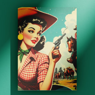 Pulp Cowgirl Illustratie Briefkaart