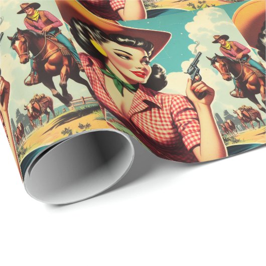  Pulp Cowgirl Illustratie Cadeaupapier (Rol Hoek)