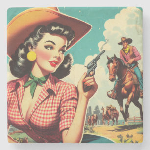  Pulp Cowgirl Illustratie Stenen Onderzetter