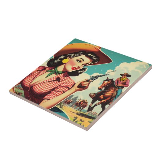  Pulp Cowgirl Illustratie Tegeltje (Zijkant)