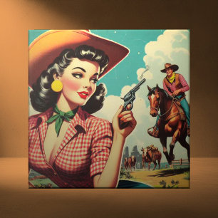 Pulp Cowgirl Illustratie Tegeltje