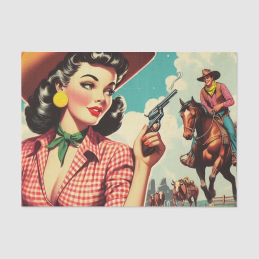  Pulp Cowgirl Illustratie Tissuepapier (Voorkant)
