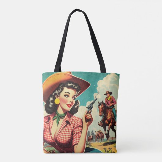  Pulp Cowgirl Illustratie Tote Bag (Achterkant)