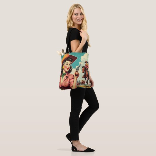  Pulp Cowgirl Illustratie Tote Bag (Op model)