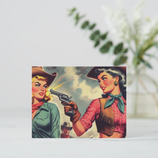  Pulp Cowgirls Illustratie Briefkaart (Staand voorkant)