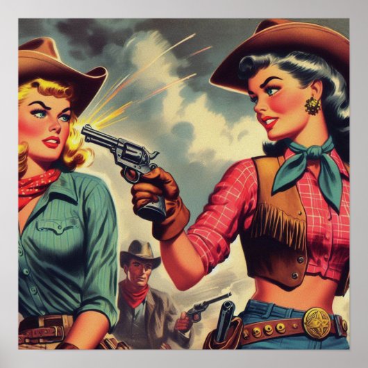  Pulp Cowgirls Illustratie Poster (Voorkant)