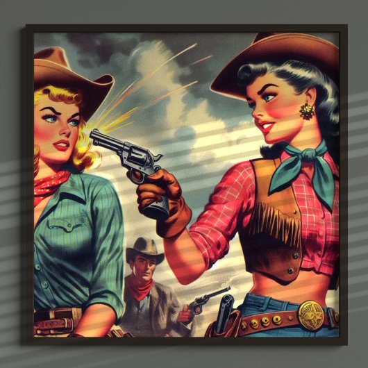  Pulp Cowgirls Illustratie Poster