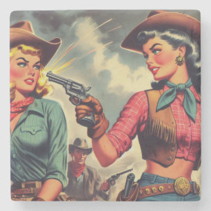  Pulp Cowgirls Illustratie Stenen Onderzetter