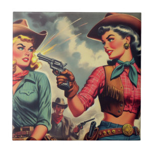  Pulp Cowgirls Illustratie Tegeltje